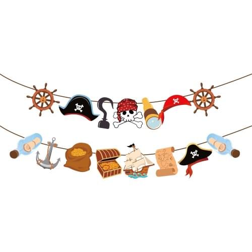 Boys DIY Caribbean Pirate Wall Hanging Bunting Party Favors Nautical Pirate Happy Birthday Banner Baby Shower Party Decoration