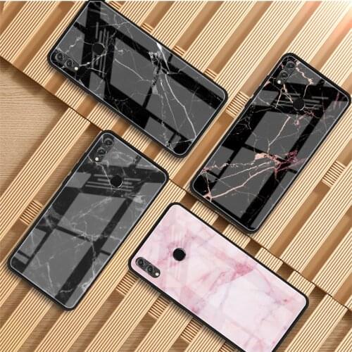 Marble Black Pink Tempered Glass Phone Case For Huawei P20 P30 P40 P40 Lite Pro Psmart Mate 20 30 Cover Shell