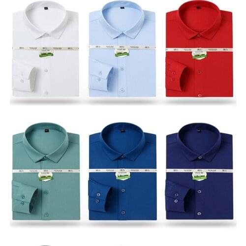 Bamboo Fiber Formal White Dress Shirt Men Button Shirts Slim Fit Long Sleeve Casual UPF 50+ UV Sun Protection Camisa Masculina