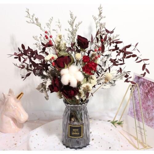 Natural Dried Flower Gypsophila Bouquet DIY Home Wedding Party Decor Festival Ceremony Flores Preservadas Rose Eternelle