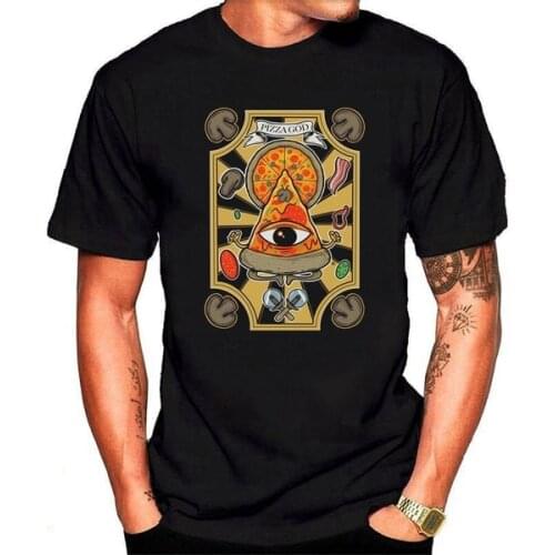 Pizza God New 2020 T Shirt Tshirt T-Shirt Men Boys Tops 100% Cotton Fitness Mens T-shirt Christmas Gift