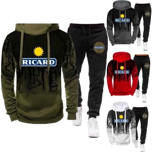 Spring and Autumn New Mens Ensembles Homme Sports Clothes Suit Tracksuit Print Hoodies 2-Piece Hoodie Set Roupas Masculinas