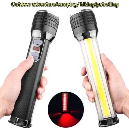New aluminum alloy LED flashlight 7mode torch flashlight built-in 8000mah battery super bright LCD display rotary zoom P70+COB