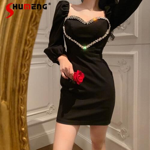 Low Collar Slim Pullover Tight Waist Mini Dresses for Women Party 2021 Spring Velvet Long Sleeve Solid Short Dresses Female