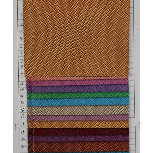 Manufacturers cheap wholesale semi PU leather transparent colored Weave pattern faux leather fabric free shipping