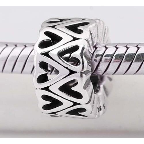 Original Openwork Freehand Heart Spacer Beads Fit 925 Sterling Silver Bead Charm Bracelet Bangle DIY Jewelry