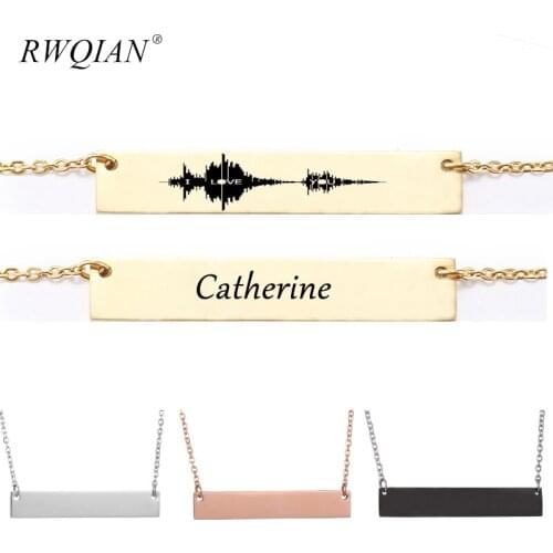 Custom Name Voiceprint Necklace Personalized Chain Necklace for Women Stainless Steel Custom Necklaces Engraved Sound Jewelry