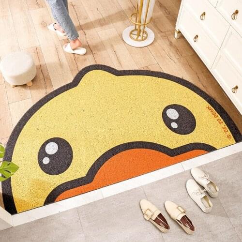 PVC Wire Coil Door Mat Waterproof Dustproof Entrance Doormat Bedroom Rugs and Carpets Anti Slip Cartoon Yellow Duck Floor Mats