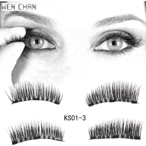 4Pcs/Set 3D False Eyelashes Handmade Cilios No Glue Fake Eye Lashes Thicker Cross Reusable Double Magnetic Eyelash Extension 24P