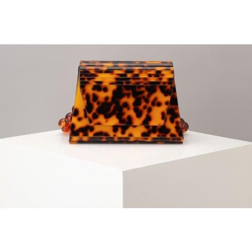 Luxury Tortoiseshell Flap Lucite Purse Small CrossBody Bag Ochre Acrylic Clutch Shoulder Messenger Evening Bags Bolsas Mujer