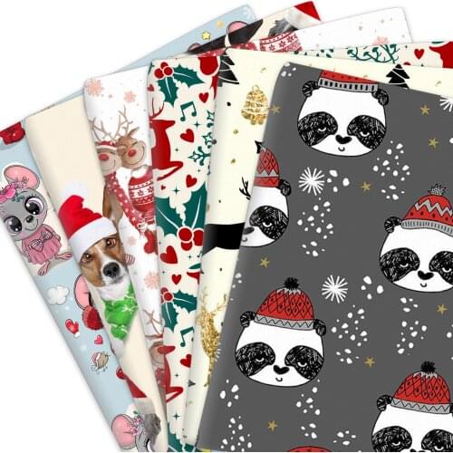 8PCS 20*33cm Christmas Hat Santa100% Cotton Material Fabric Patchwork Sewing Quilting Fabrics Needlework DIY Cloth Sewing
