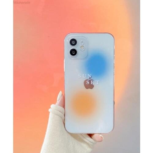Original Sunset Gradient Shockproof Transparent Silicone Case For iPhone 12 11 Pro Max 7 8 Plus XR X SE2020 TPU Soft Cover Funda