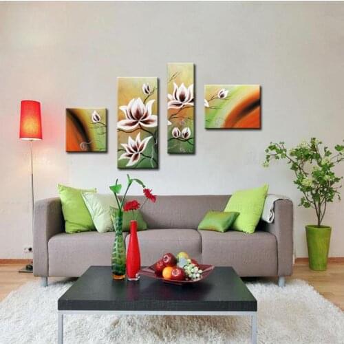 Amazing Wall Decorative Painting Picture Abstract White Flower Colorful Background Hand Painted Acrylic Oil Painting Canvas Art