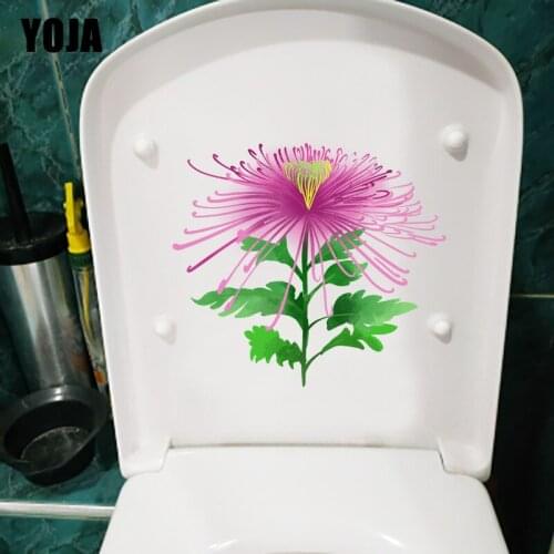 YOJA 23.8*21.8CM Flower Autumn Daisy Fashion WC Toilet Seat Stickers Home Room Wall Decoration T1-0550