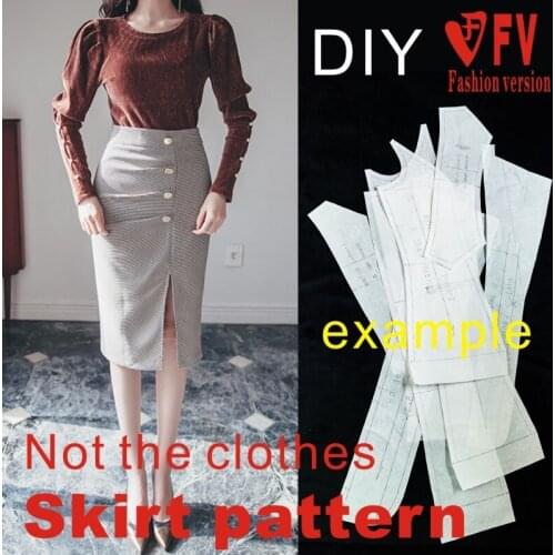 Cutting drawing female soil middle and high waist skirt design drawing half skirt 1:1 clothing pattern BBQ-39