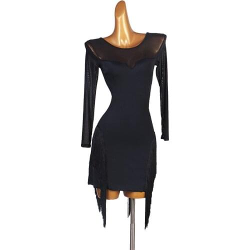2020 Women Dance Wear Ballroom Dress Samba Costume Sexy Party Dresses Sheer Mesh Stretchy One-piece Latin Dress