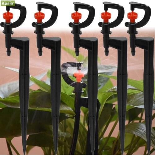 KESLA 10PCS Micro Rotating Sprinkler 360 Degree Spinning Spayer Head w/ Stake Garden Dirp Irrigation 4/7mm hose Watering Nozzles