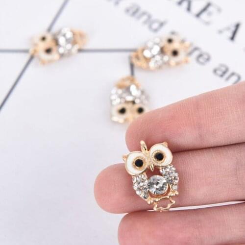 10pcs Fashion Charms Gift Enamels Rhinestone Owl Alloy Pendant DIY Bracelet Necklace Earrings Jewelry Accessories