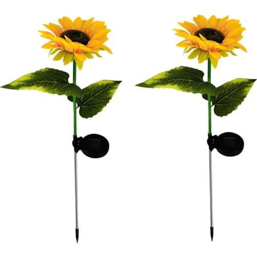 2PCS Sunflower-Shaped Solar LED Light, Garden Waterproof Decoration With Pile, Suitable For Outdoor Courtyard Lawn