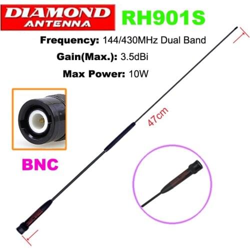 DIAMOND RH901S BNC Connector 144/430MHz Dual Band Antenna 3.5dBi High Gain