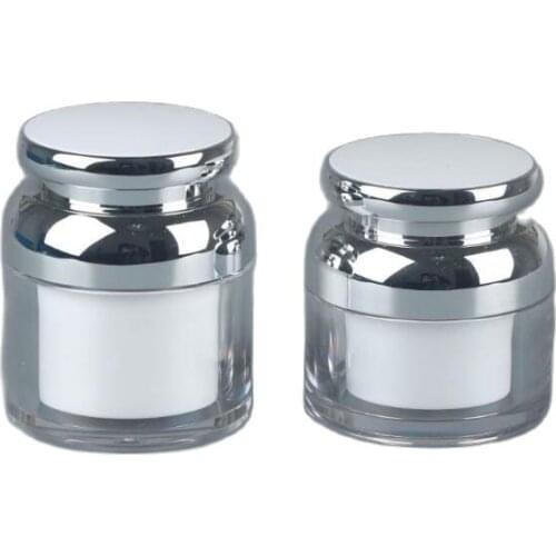 30g white/pink airless jar silver collar pump airless bottle cream jar for serum/cream/essence/moisturize/foundation packing
