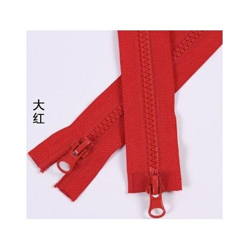 Free shipping 5pcs/lot 5# 150cm red resin double-ended zipper down jacket coat zipper tent bag zipper double slider zipper