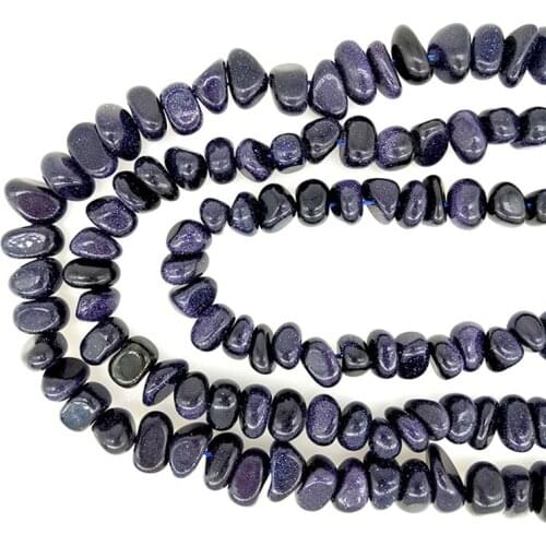 8-10 x10-12mm Blue Sand Goldstone Irregular Beads Natural Gemstone Round Loose Stone Bead Accessories for Jewelry Making