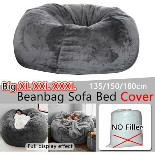 Giant Fur Bean Bag Chair Cover (No Filler, Cover Only) Cozy Fluffy Faux Fur Lazy Sofa Cover Living Room Furniture Protective