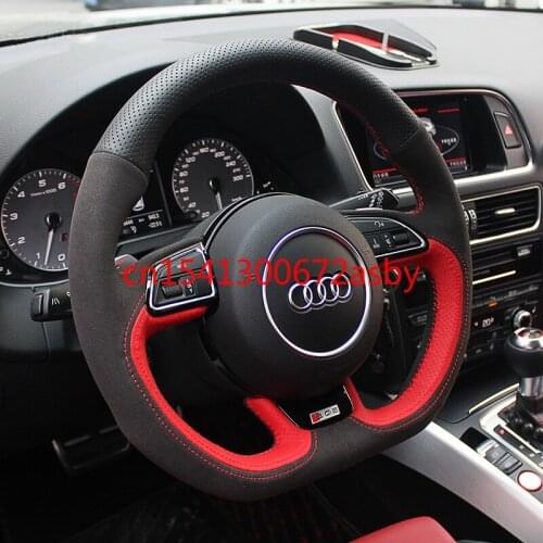 For Audi A6L A4L Q5 S8 Q3 Q7 DIY leather suede steering wheel cover all inclusive auto parts
