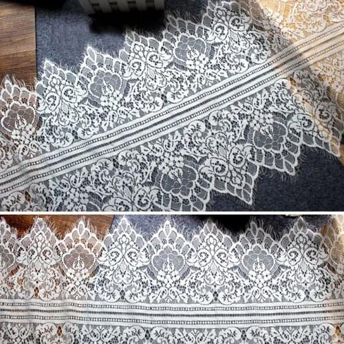 37cm Width Black Eyelash Lace Fabric DIY Decorative High Quality Soft Nylon Eyelash Lace Trim Clothing Sewing Applique Fabric