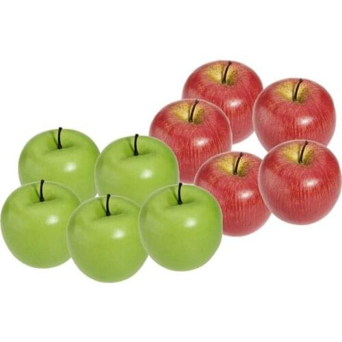 Decorative Artificial Apple Plastic Fruits Imitation Home Decor 10pcs Red and Green
