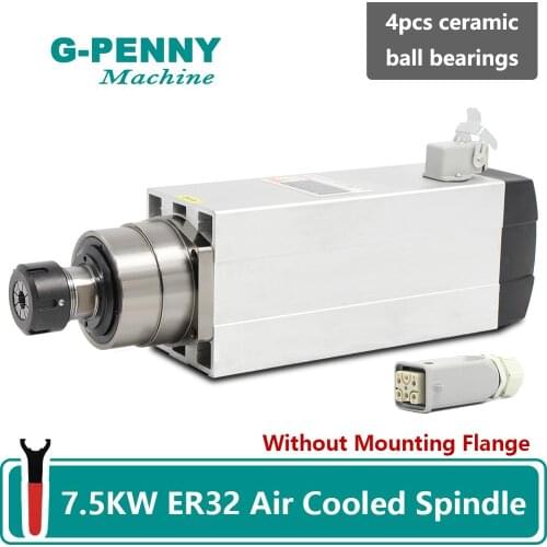 220v 380v 7.5KW ER32 CNC Air Cooled Spindle Motor Without Mounting Flange 300Hz 4pcs Bearings 18000rpm wood working Air cooling