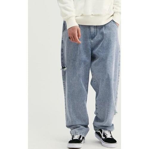 Hip Hop street Hole Jeans Mens personality Loose Jean Denim Pants Boys slacks Mens Street Cowboy Trousers Autumn Men Boyfriend