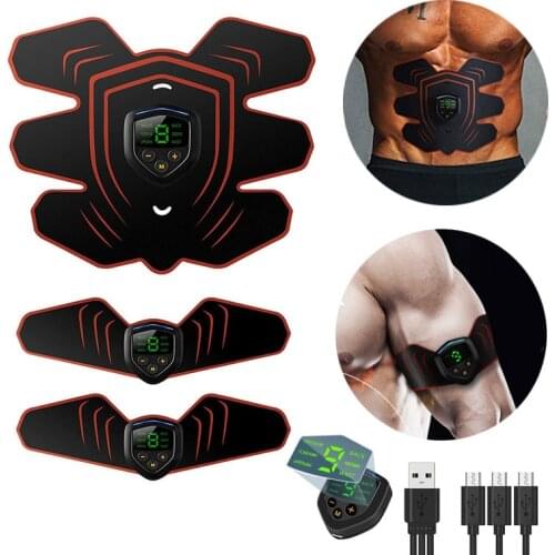 EMS Abdominal Muscle Stimulator Trainer Abs Toner Electric Fitness USB Rechargeable Slimming Massager Body Shaping LED Display