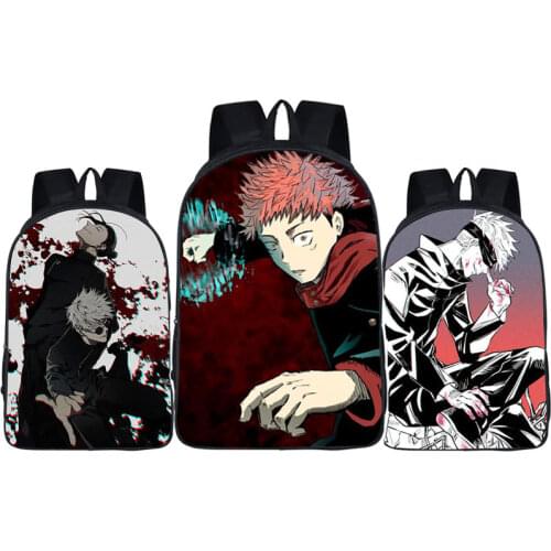 16 Inch Anime Jujutsu Kaisen Backpack Canvas Student Schoolbags Gojo Satoru Yuji Itadori Teenagers Large Capacities Knapsack
