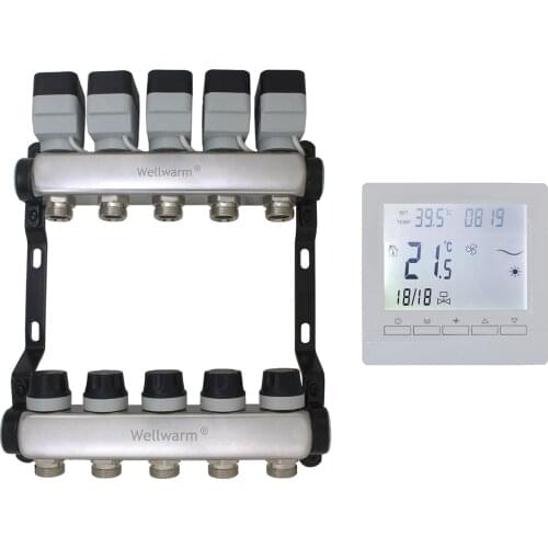 Stainless steel underfloor heating manifolds Radiant heating Manifold Adjustable flow rate with thermostat