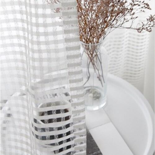 Korean Japanese Style Nordic Living Room Bedroom White Lattice Curtain Warp Knitting Modern Minimalist Style Can Be Customized