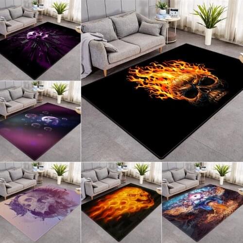 3D Printed Skulls Carpet Entrance doormat Kids Bedroom Rugs Halloween party Floor Mat Horror theme decor Carpets for Living Room
