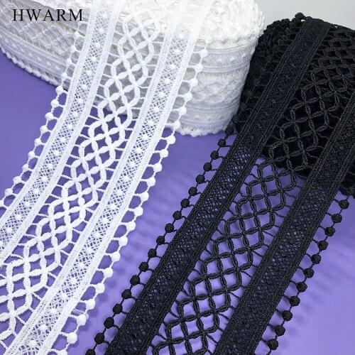 15yard White Black Milk Silk Embroidery Lace Fabric Ribbon Diy 8.5cm Hollowed Out Sewing Trim Unilateral Bar Code Dress Manual