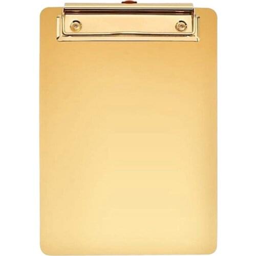 HOT-Gold Menu Folder Document File Folder A5 Board Clip Student Stationery Writing Hardboard
