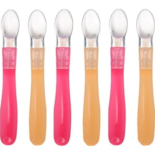 1pc Solid Color Silicone Feeding Spoon for Baby Infant Safety Soft Kids Utensils Children Flatware Dinnerware