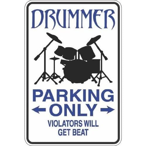 Metal Sign Parking Only Family Indoor Bar Rock Music Drum Set Vintage Retro Wall Decoration Square Metal Sign 8X12 Inch