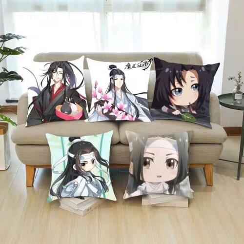 Anime Mo Dao zu shi Cute Cartoon one sided pattern Soft nap Plush Square throw pillow