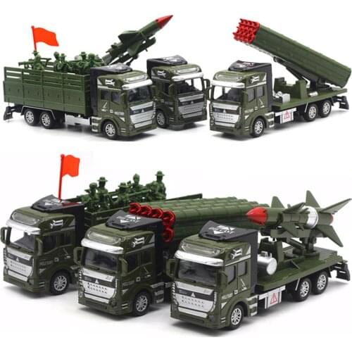 Simulation Pull Back Military Truck ABS Toy Car Model Kids Collection Gifts Children Army Car Rocket Model Toy