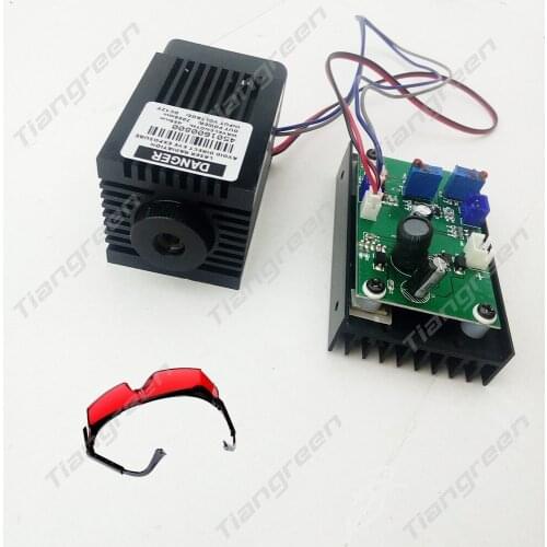 2W Blue Light Laser Module Diode, 450nm 445nm 2000mW Focusable Laser,TTL Laser cnc Engraving Machine, High-power with Glasses