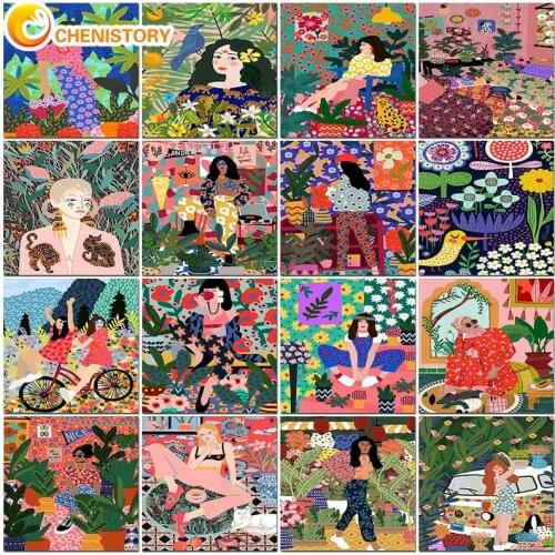 CHENISTORY Paint By Numbers Cartoon Color Girls Drawing On Canvas HandPainted Gift Picture By Number Natural Kits Home Decor Art