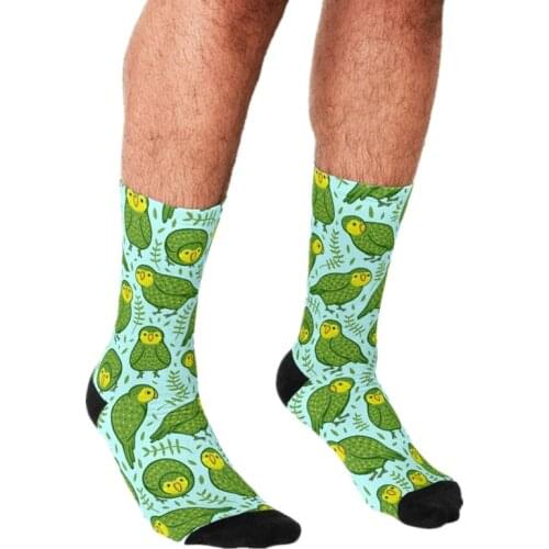 2021 Funny Socks Men harajuku Kakapo Printed Happy hip hop Men Socks Novelty Skateboard Crew Casual Crazy Socks