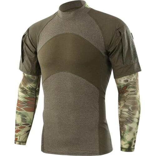 Tactical Frog Suit New Short-sleeved Cotton Moisture Wicking Outdoor Camouflage Pullover with Python Pattern Sleeves