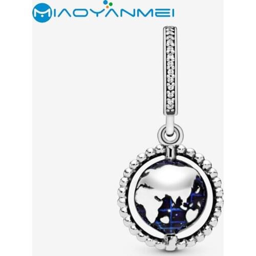 SALE! 925 Sterling Silver Beads Spinning Globe Dangle Charm Fit Original Pandorador Bracelets Women DIY Fashion Jewelry