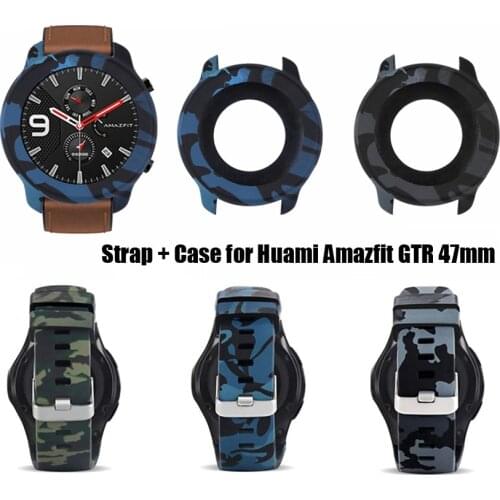 2 in 1 for Amazfit GTR Strap Watch Band+Soft Protective Case Cover Shell Frame Protector for Xiaomi Huami Amazfit GTR Watch 47mm